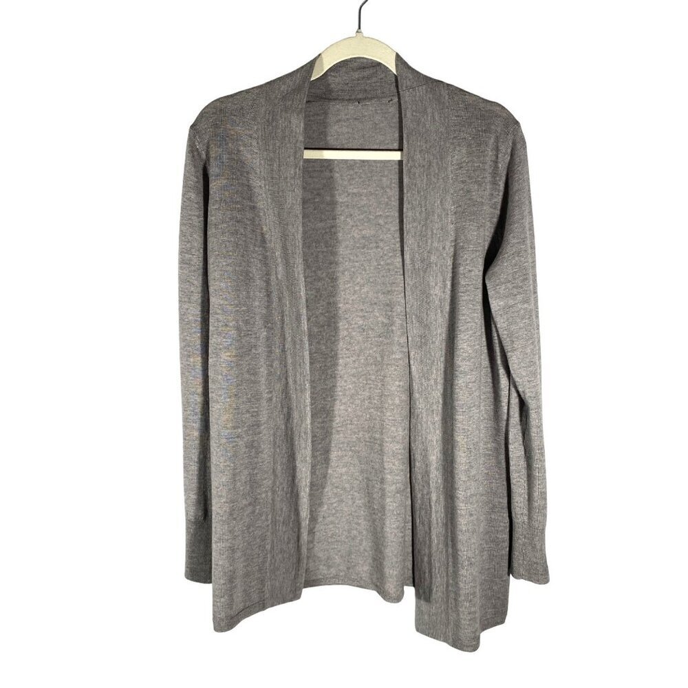 Talbots Pure Italian Merino Wool Open Cardigan Sweater S light gray neutral